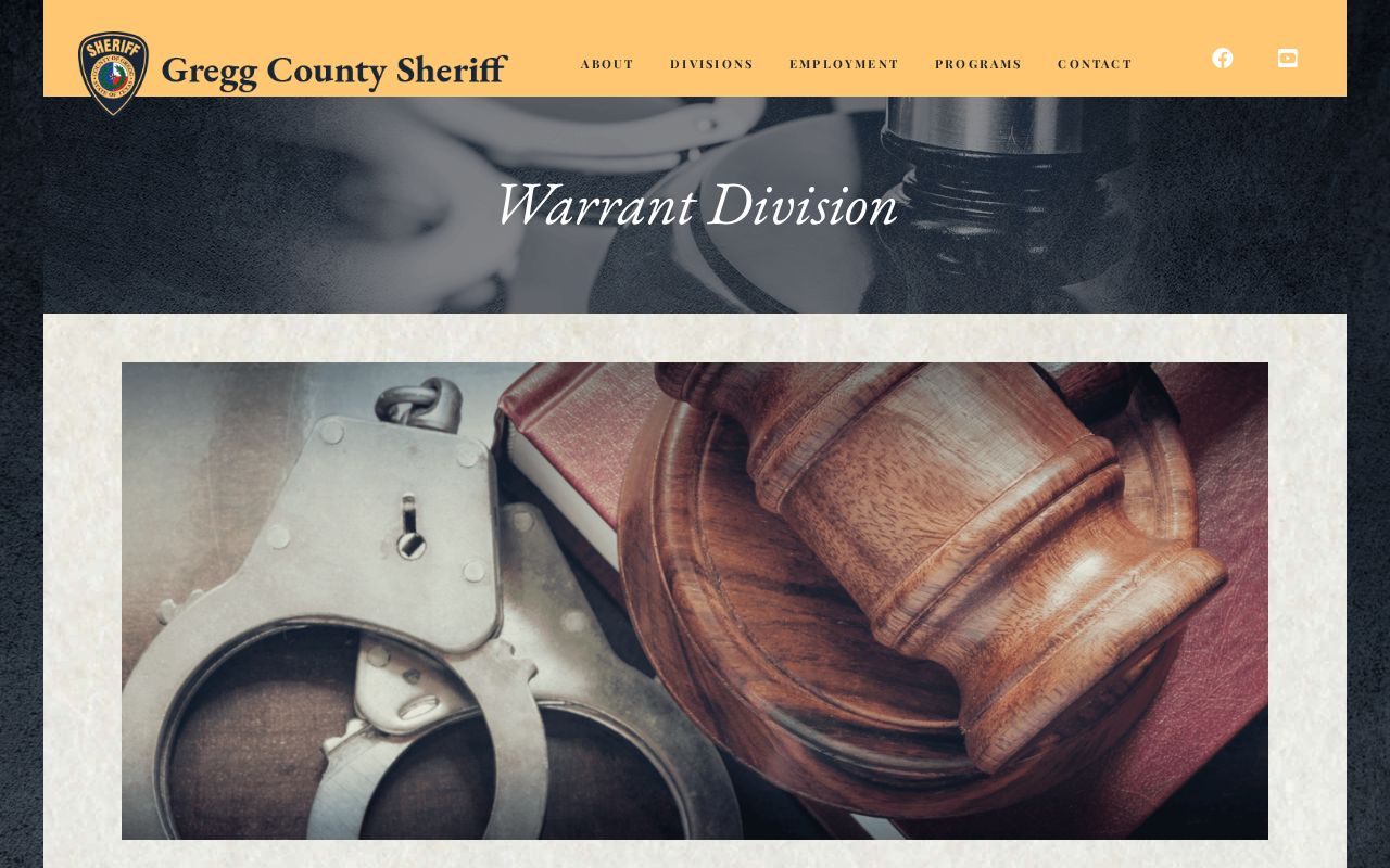 Gregg County Sheriff Warrant Division official information page
