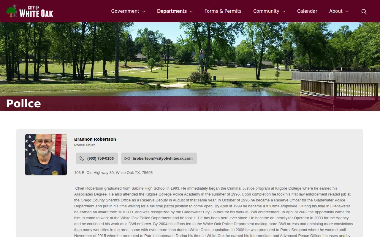 White Oak Police Department booking-record source